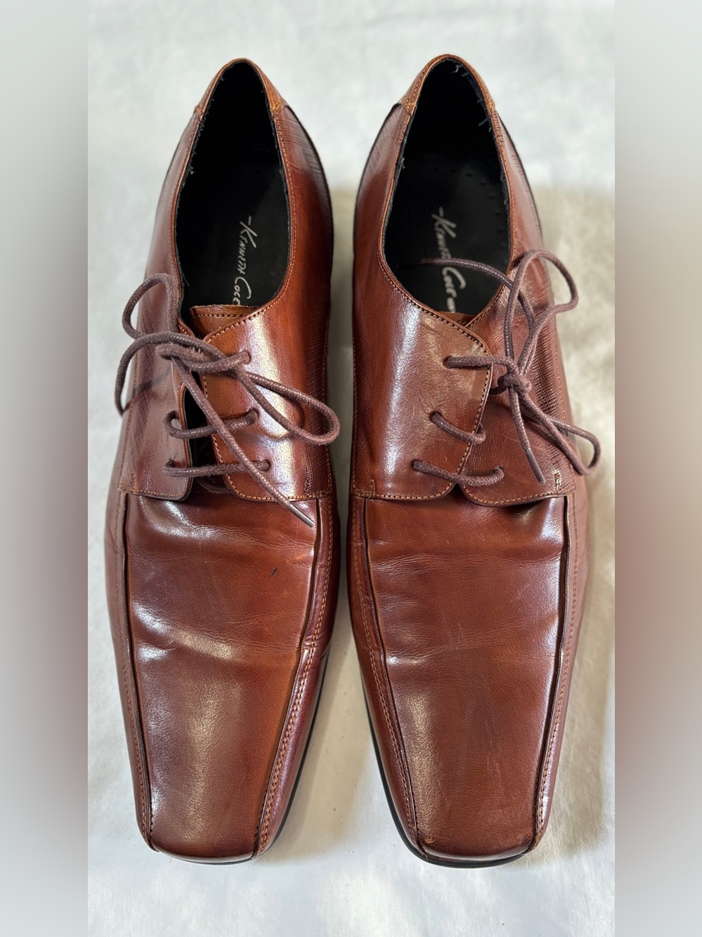 Kenneth Cole NY Brown Leather Square Toe Dress Shoes Men’s 11